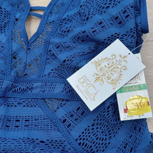 BECCA Virtue Color Play Crochet Show & Tell Plunge One-Piece - Women Large - New - Picture 4 of 8